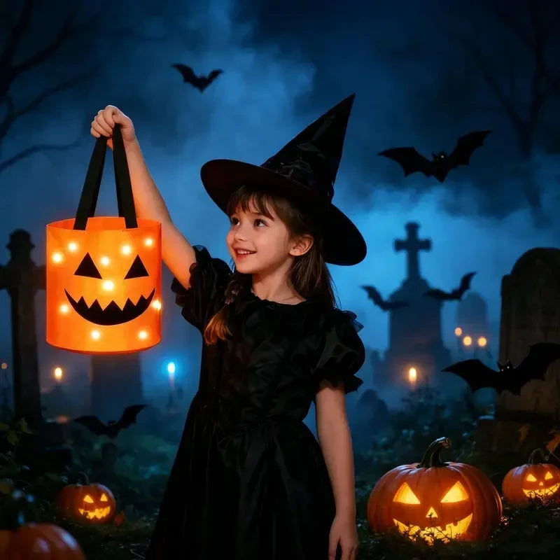 Glowing LED Pumpkin Candy Bucket