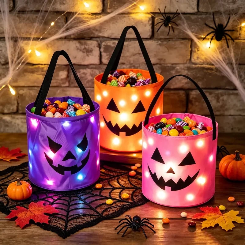 Glowing LED Pumpkin Candy Bucket